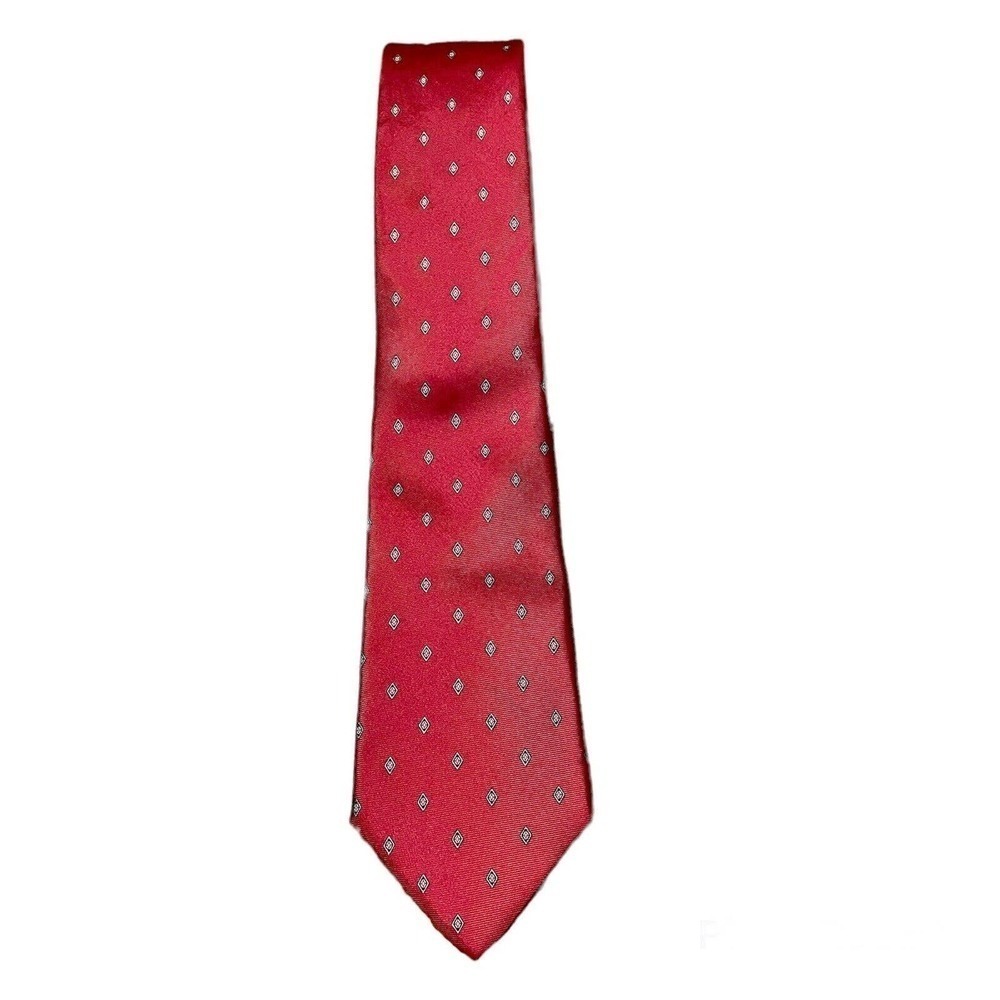 Christian Dior All Silk Necktie Red Wine Allover Diamond Print 57” Class… - Picture 2 of 4